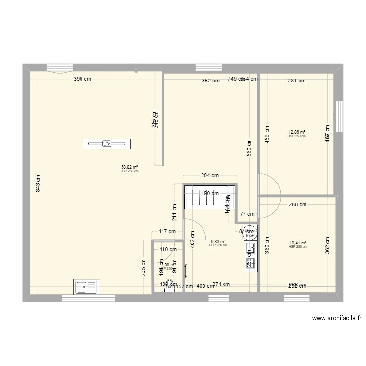 CUISNE LIS & JUSTIN. Plan de 5 pièces et 94 m2