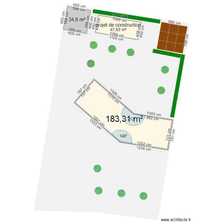 plan masse. Plan de 3 pièces et 266 m2