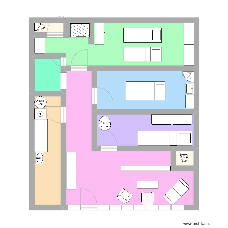 Institut. Plan de 8 pièces et 61 m2