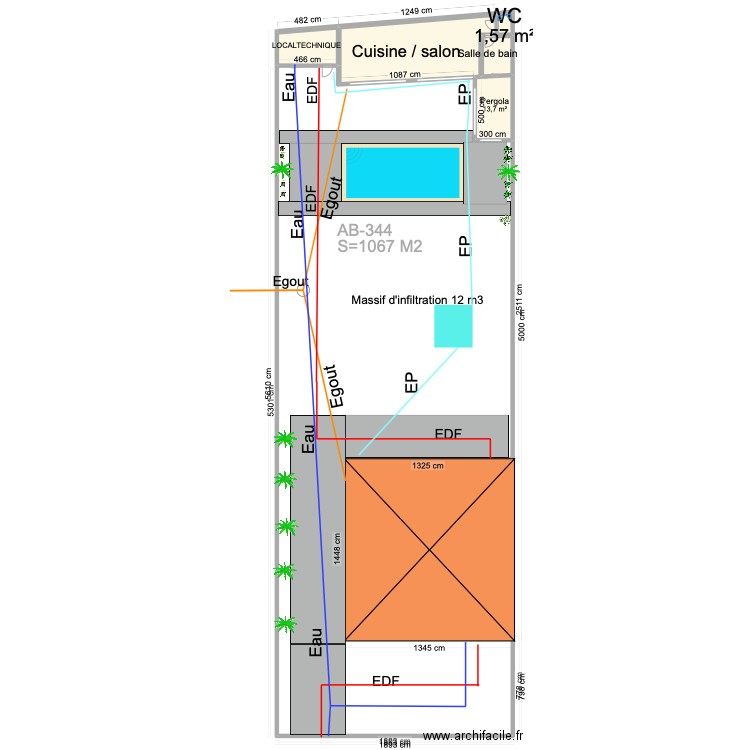 TERNAY pergola. Plan de 6 pièces et 267 m2