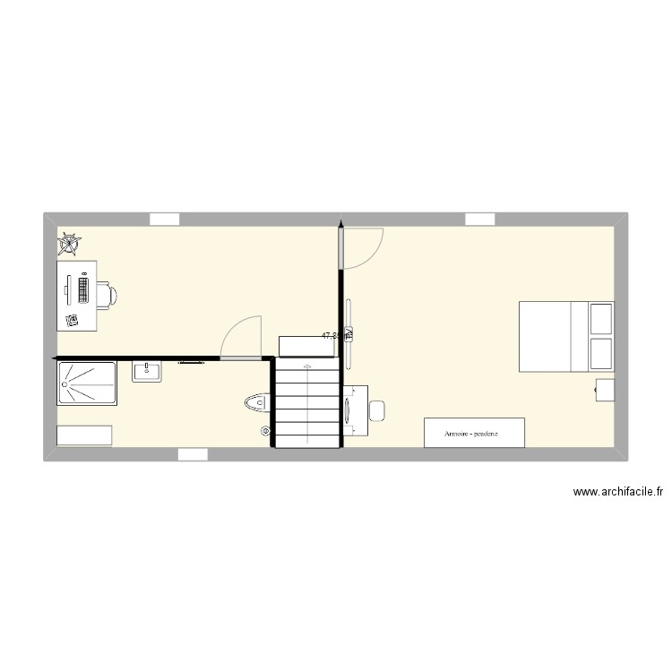 Projet - Calvet. Plan de 1 pièce et 48 m2