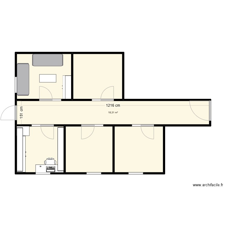 STK - Music Practise Rooms v3. Plan de 6 pièces et 64 m2