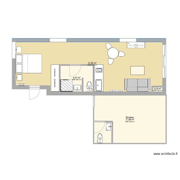 T2 MISON V2. Plan de 4 pièces et 55 m2