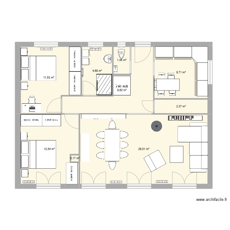 chaponost R+1. Plan de 9 pièces et 79 m2