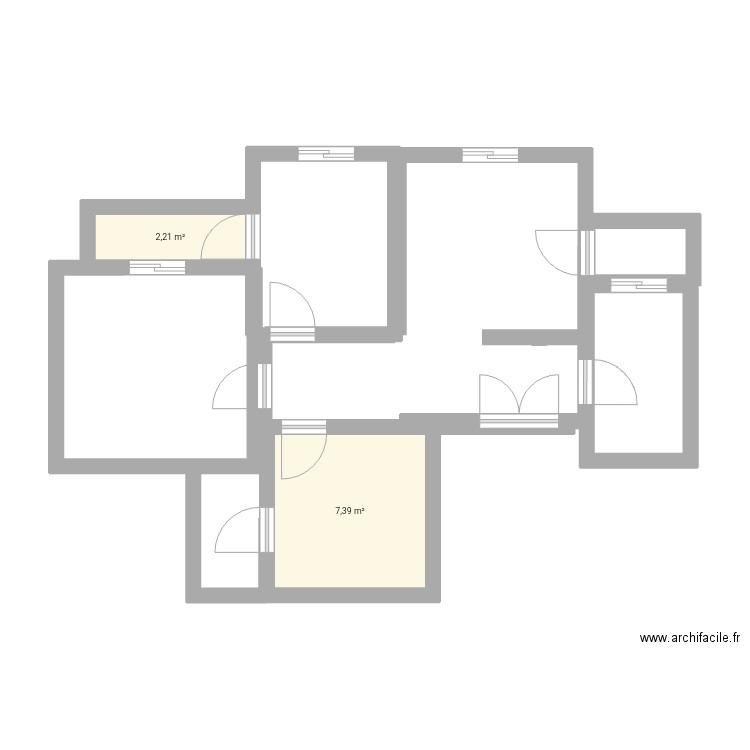 Appartement c. Plan de 2 pièces et 10 m2