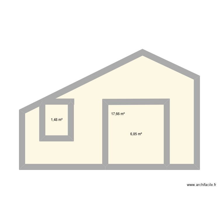 Plan façade Ouest. Plan de 3 pièces et 26 m2