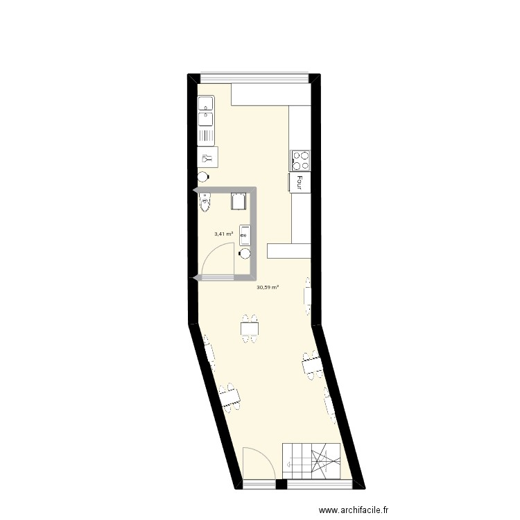 L'annexe Shelter . Plan de 2 pièces et 34 m2