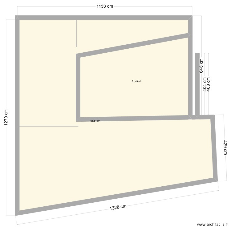 Local. Plan de 2 pièces et 127 m2