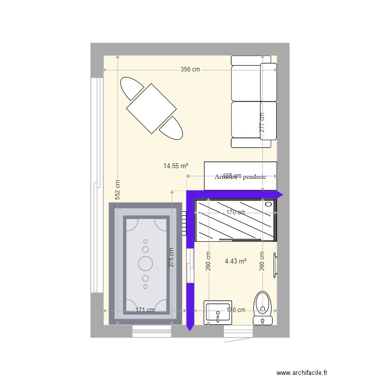 RIGAL. Plan de 2 pièces et 19 m2