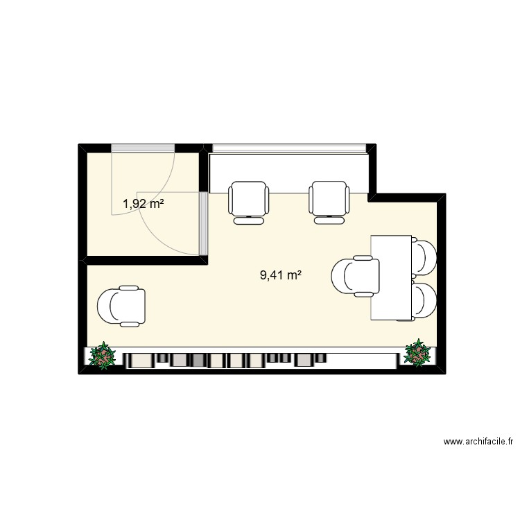 bureau CPE. Plan de 3 pièces et 12 m2