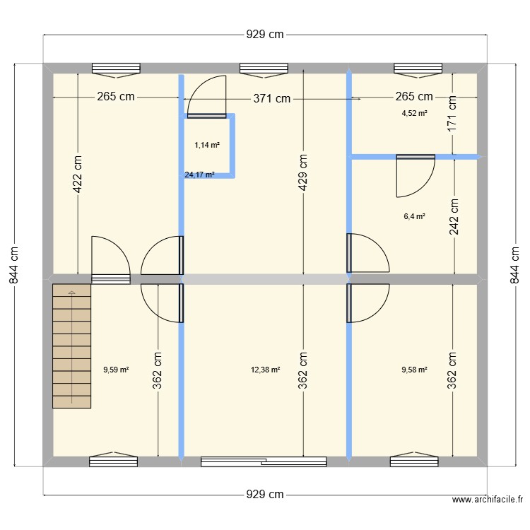 2024-09-11-MAISON DAVID SOUS SOL-ESCALIER DROIT. Plan de 7 pièces et 68 m2