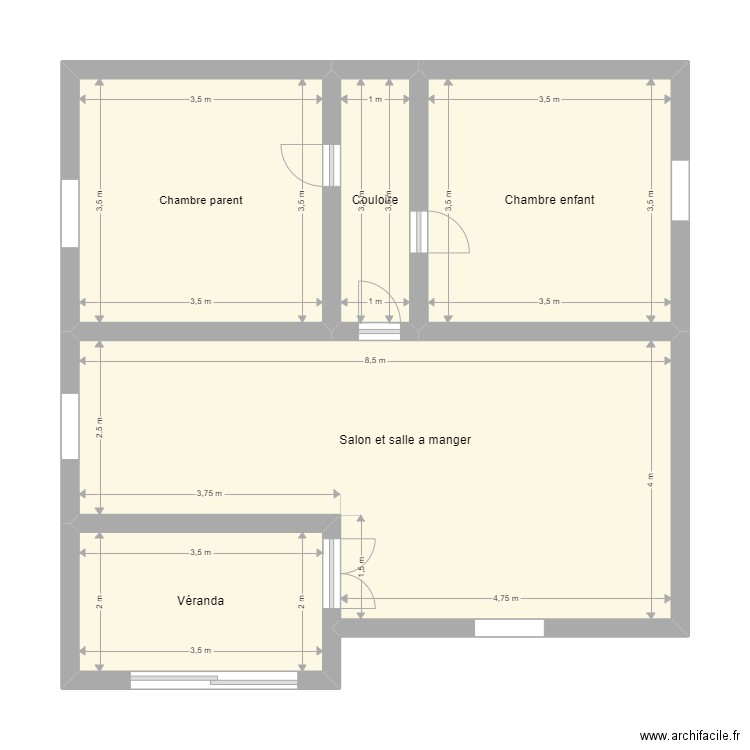 PAQUE. Plan de 5 pièces et 63 m2