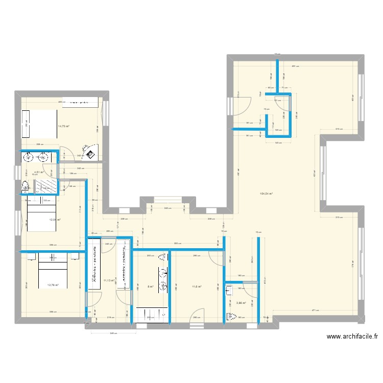 MAISON 1. Plan de 9 pièces et 183 m2