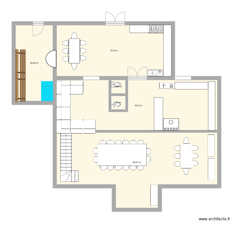 manoir. Plan de 6 pièces et 139 m2