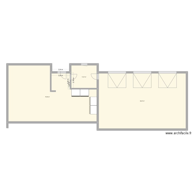 Projet. Plan de 3 pièces et 184 m2