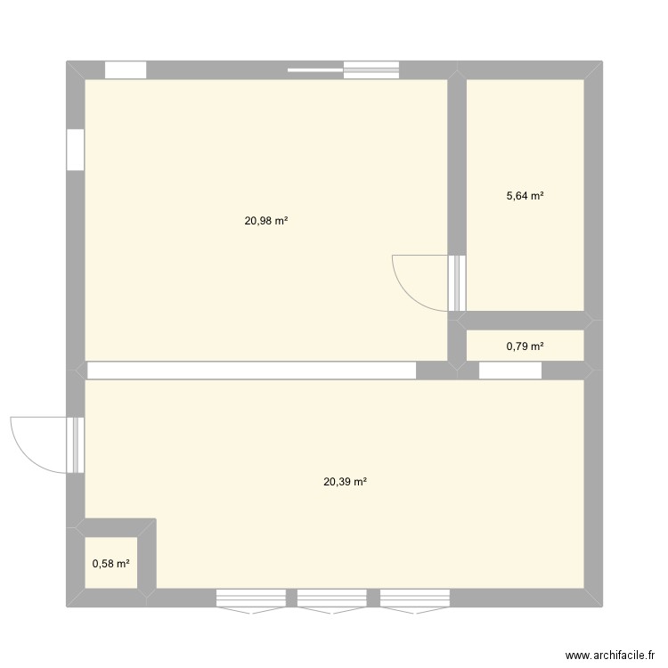 Maison. Plan de 5 pièces et 48 m2