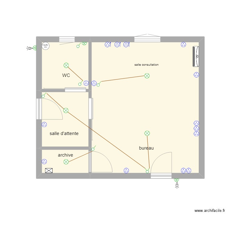 Cabinet Médicale Aurore. Plan de 4 pièces et 29 m2