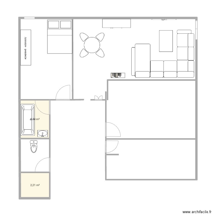 Barack14. Plan de 2 pièces et 6 m2