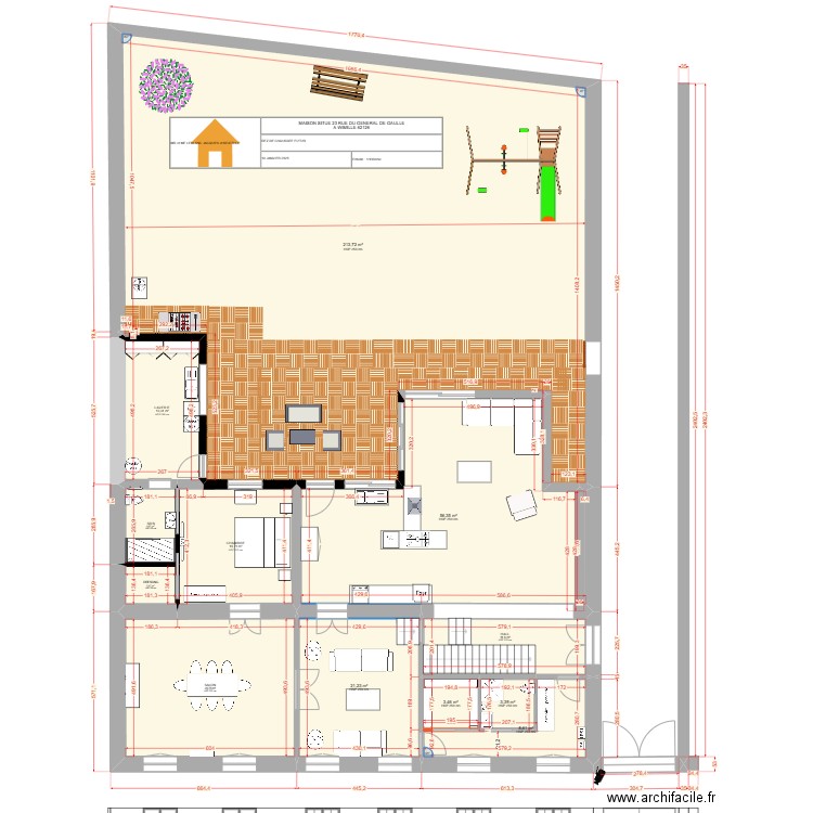 WIMILLE REZ DE CHAUSSEEAVEC MOBILIER . Plan de 12 pièces et 385 m2