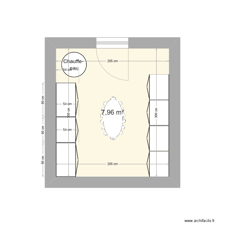 Falgou. Plan de 1 pièce et 8 m2