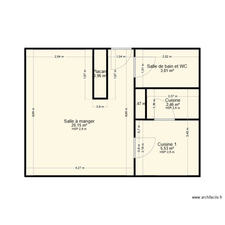 LETRAIT-BIVILLE-N30. Plan de 6 pièces et 33 m2