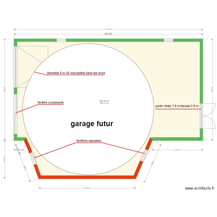 garage projet. Plan de 1 pièce et 90 m2