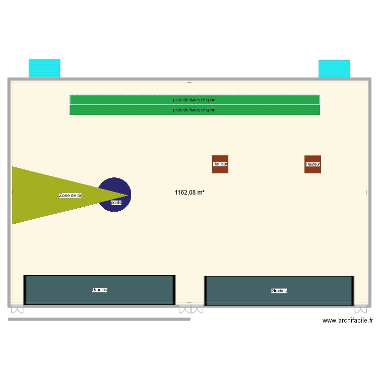 plan de salle. Plan de 1 pièce et 1162 m2