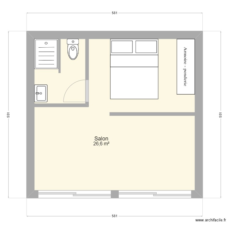 studio franconville. Plan de 1 pièce et 27 m2