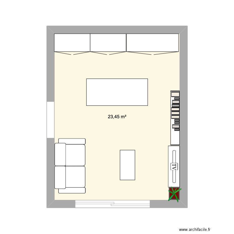 T2 haut de lucciana. Plan de 1 pièce et 23 m2