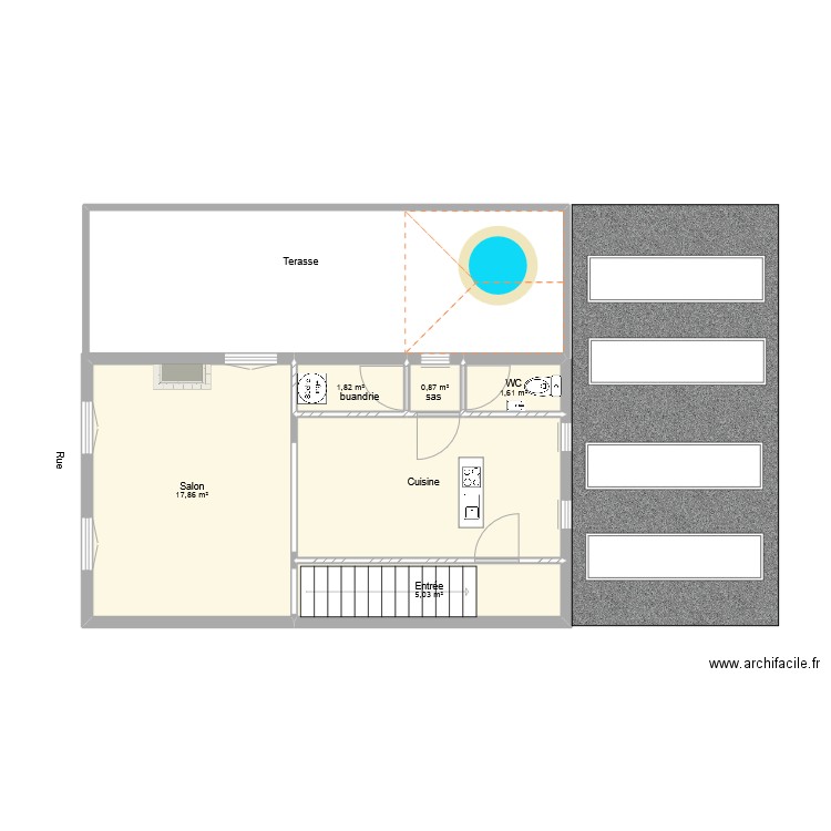 Damien garage. Plan de 10 pièces et 69 m2