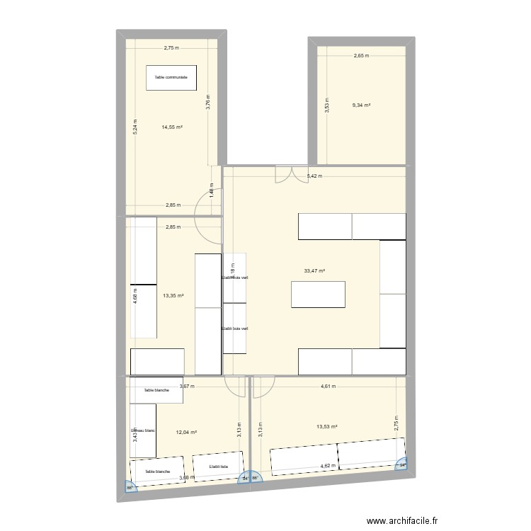 Usine haut. Plan de 6 pièces et 96 m2