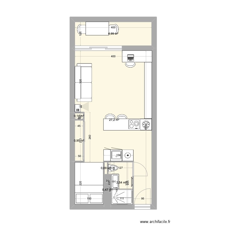 PERRON. Plan de 7 pièces et 36 m2