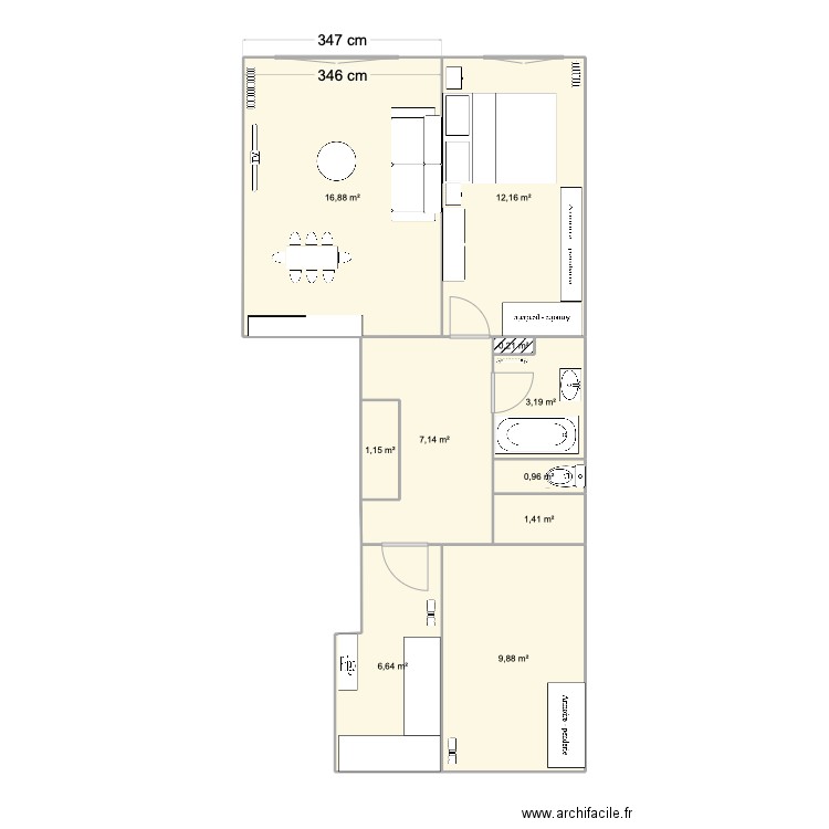 106 CHATEAU. Plan de 10 pièces et 60 m2