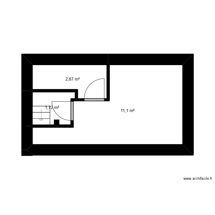 Fermette - cave. Plan de 3 pièces et 16 m2