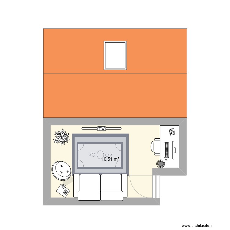 Bureaux chambre T. Plan de 1 pièce et 11 m2