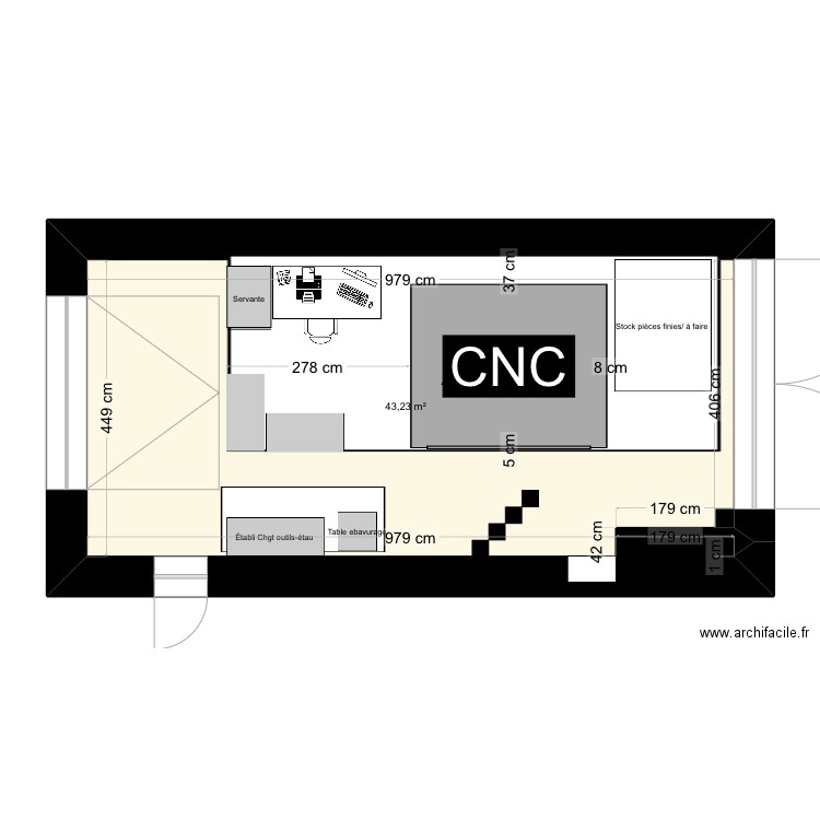 Atelier aménagement 1. Plan de 1 pièce et 43 m2