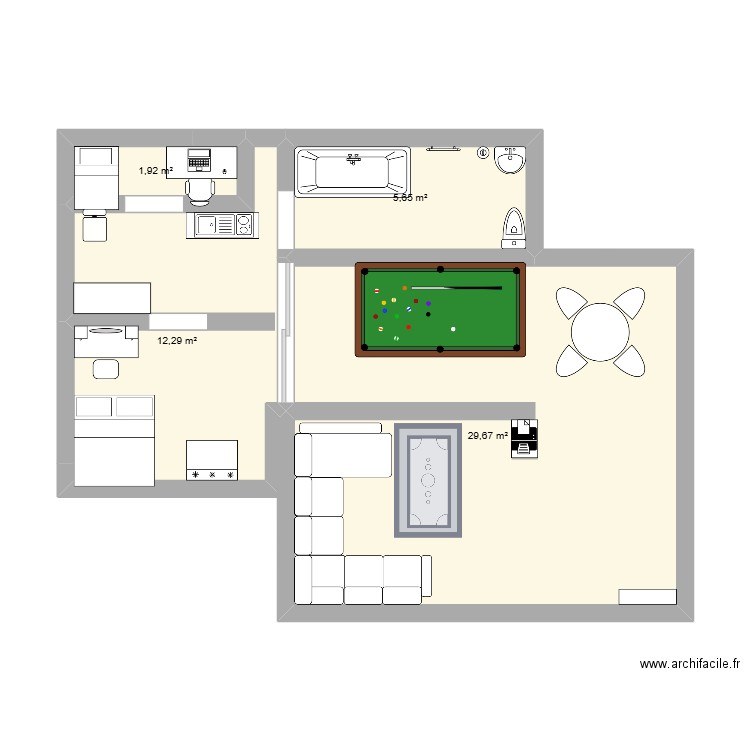 villa . Plan de 4 pièces et 50 m2