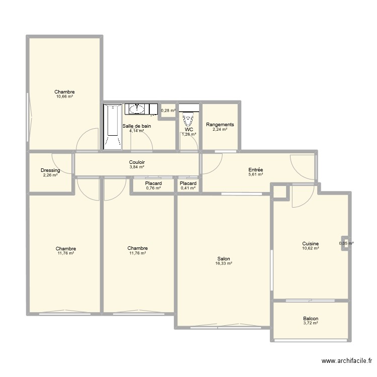 Chatou. Plan de 16 pièces et 86 m2