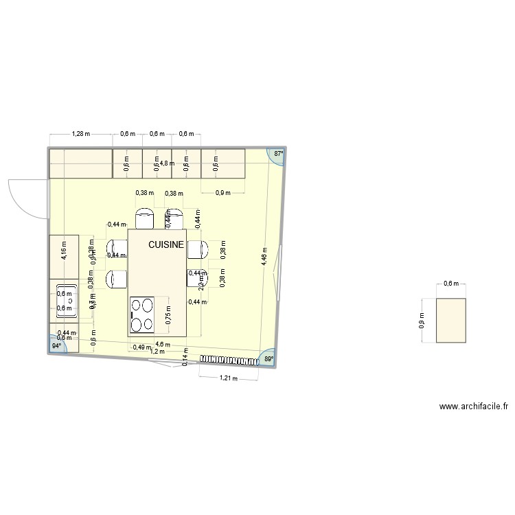 Cuisine3. Plan de 1 pièce et 20 m2