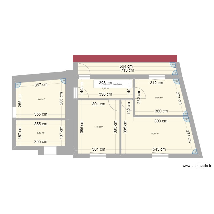 Base Extension avec sdb. Plan de 7 pièces et 63 m2