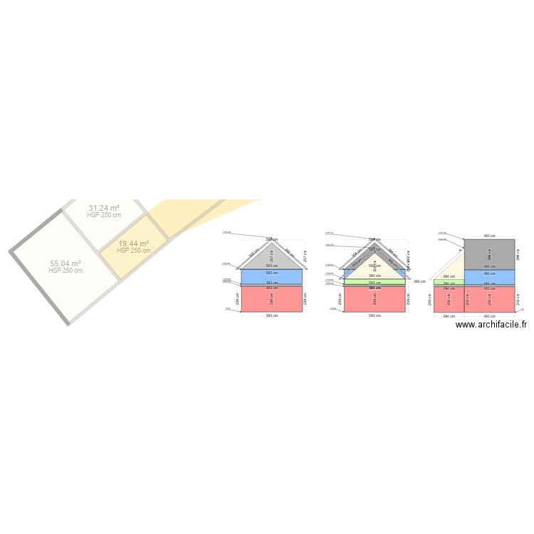 PMR. Plan de 3 pièces et 106 m2