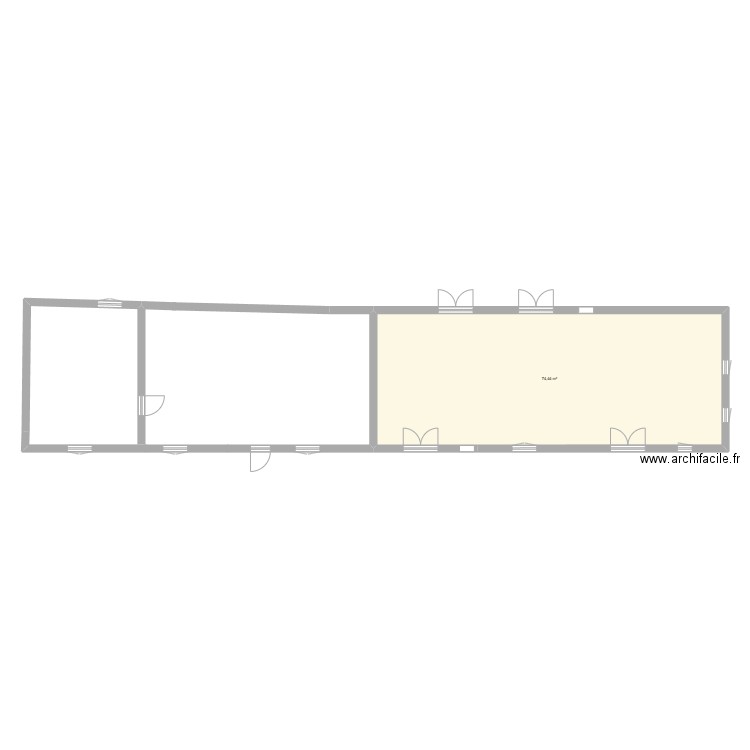 Ferme plan initial v0. Plan de 7 pièces et 195 m2