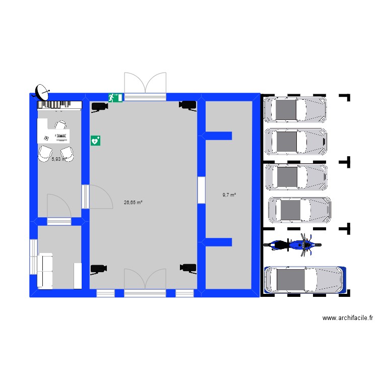 Plan carton. Plan de 3 pièces et 42 m2