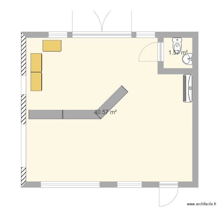 MAGASIN PEYMEINADE. Plan de 2 pièces et 42 m2