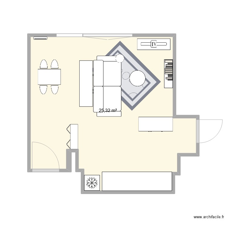 Appart V3. Plan de 1 pièce et 25 m2