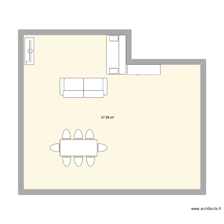 maison. Plan de 1 pièce et 58 m2