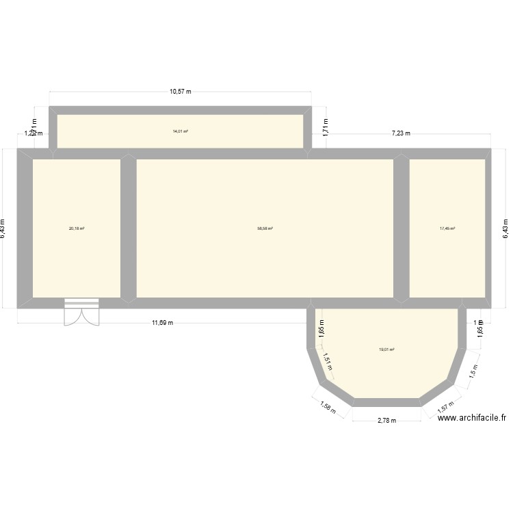 Maison existant. Plan de 5 pièces et 129 m2