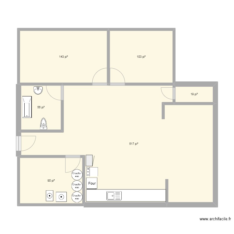 347 b. Plan de 6 pièces et 86 m2