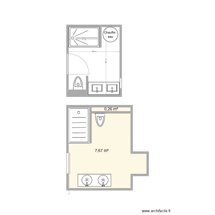 Phillipon. Plan de 4 pièces et 13 m2