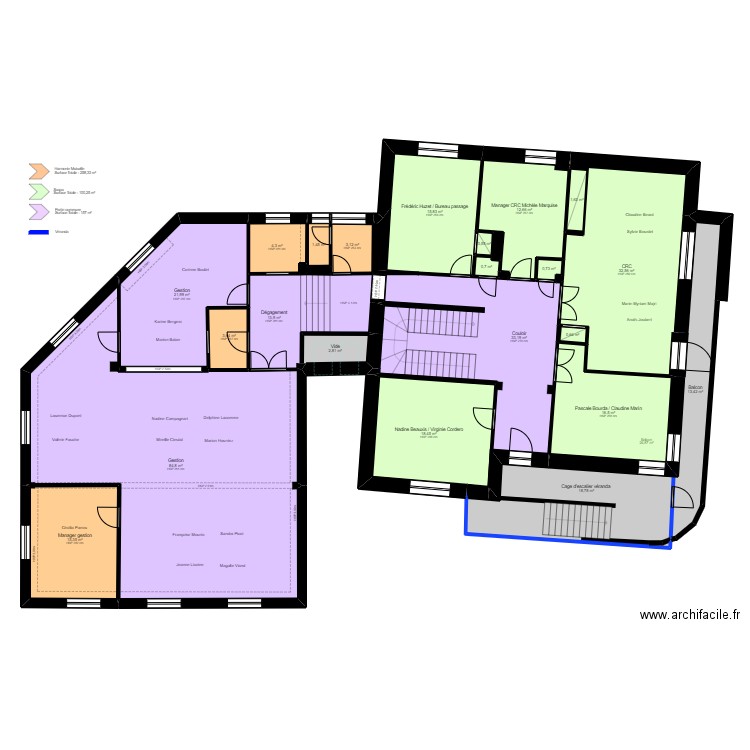 Tarbes 9 R+1. Plan de 28 pièces et 318 m2